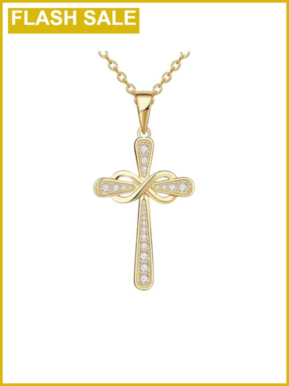 Stainless steel Cubic Zirconia Cross Necklace 18K Gold Plated